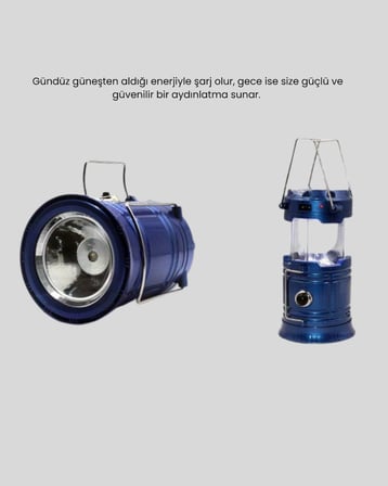 Güneş Enerjili Kamp Lambası Şarjlı Taşınabilir Kompakt Açık Hava Işığı