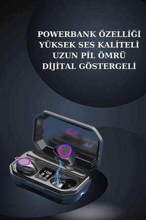 Kadınlar İçin 3 Kordonlu Akıllı Saat Ve Dijital Göstergeli Powerbankli Bluetooth Kulaklık Dokunmatik