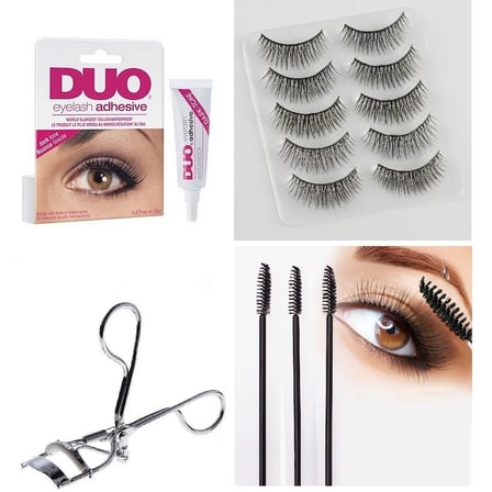 4 Parça Kirpik Seti Takma Kirpik Takımı 5Li Kirpik Set Kirpik Kıvırıcı Kirpik Yapıştırıcı Rimel Mask