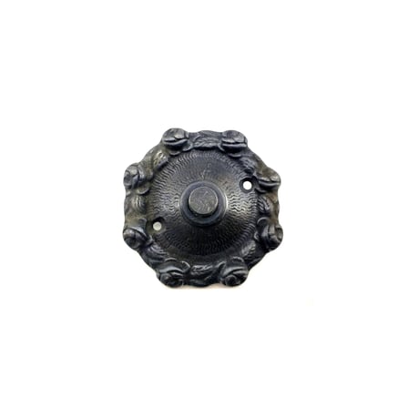 Antika Tarz Dekoratif Pirinç Güllü Kapı Zili - 75Mm, Oksit