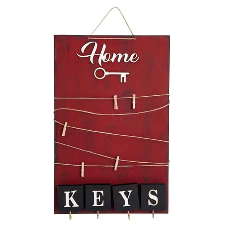 Dekoratif Home Keys Ahşap Resimlik Ve Notluk (Kırmızı)