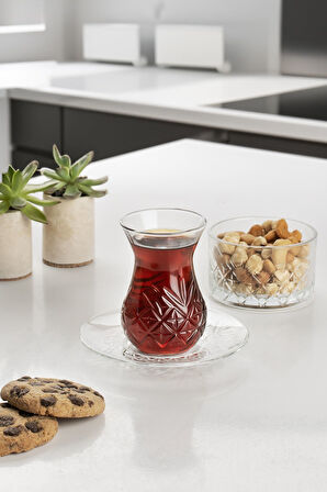 Paşabahçe timeless 16 parça çerezlik çay seti takımı sunum seti