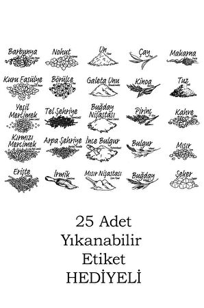 Porsima 433-4 24 lü Kare Etiketli Gıda Erzak Baharat Saklama Kabı Seti 8x(0.60+1.30+1.90) Lt Şeffaf