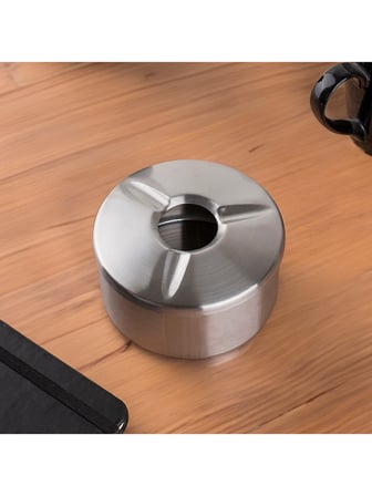 Porsima Paslanmaz Çelik Metal Kül Tablası  - Kapaklı Rüzgar Geçirmez 4 lü Küllük