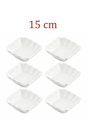 Porsima 6'lı Beyaz Porselen Kase Seti – Çerez, Meze, Salata ve Kahvaltılık Servis Kasesi 15cm 