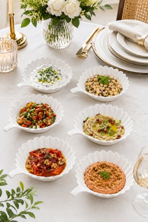 Porsima 6'lı Kulplu Porselen Çerez, Meze, Salata ve Kahvaltılık Servis Kasesi 15 cm - Beyaz
