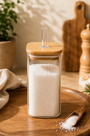 Porsima Cubes 2'li Bambu Kapaklı Borosilikat Cam Yağlık ve Baharatlık Seti 290 ml – 6x10 cm