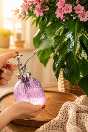 Porsima 15731 2'li Cam Sprey Şişe Seti 250 ml - Mor Bitki Püskürtücü & Sprey Yağdanlık