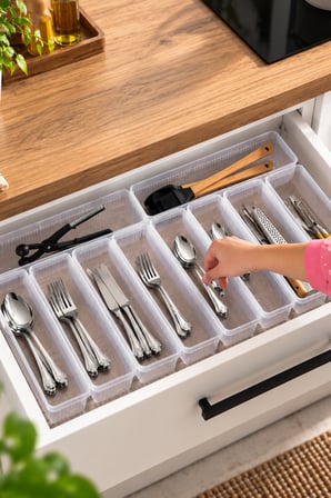 Porsima 0382 Modüler 10'lu Çekmece İçi Organizer Seti 30x7.5 cm - Çatal Bıçak & Ev Düzenleyici