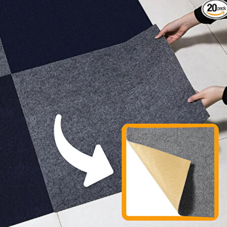 Beylini Kendinden Yapışkanlı Halıfleks Keçe Kaymaz Ev Tekne Ofis Yat Denizlicik Marina Kolay Uygulanabilir Yapışkanlı Karo Halı Gri 40X40 cm