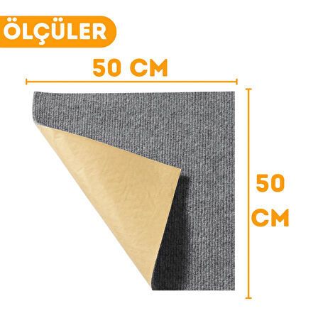 Beylini Kendinden Yapışkanlı Halıfleks Keçe Kaymaz Ev Tekne Ofis Yat Denizlicik Marina Kolay Uygulanabilir Yapışkanlı Karo Halı Gri 50x50 cm
