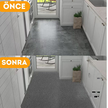 Beylini Kendinden Yapışkanlı Halıfleks Keçe Kaymaz Ev Tekne Ofis Yat Denizlicik Marina Kolay Uygulanabilir Yapışkanlı Karo Halı Gri 50x50 cm