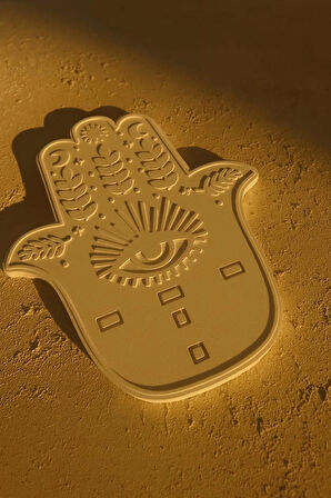  El Yapımı Hamsa El Figürü – 20x15 cm Dekoratif Beton Tabak / Takı ve Aksesuar Düzenleyici