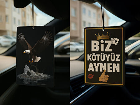 Kartal ve Biz Kötüyüz Aynen - İkili Oto Kokusu - Dekoratif Araç Kokusu ve Aksesuarı