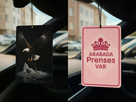 Kartal ve Arabada Prenses Var - İkili Oto Kokusu - Dekoratif Araç Kokusu ve Aksesuarı
