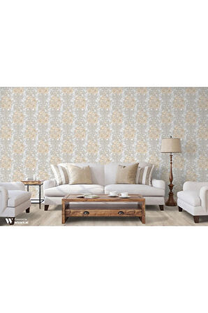 7805-5 /SEVEN /Serisi Çiçek Detaylı Rokoko Damask Deseni Duvar Kağıdı