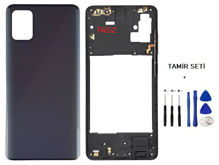 Samsung Galaxy A51  - SM-A515F FULL Kasa Arka Kapak Takım SİYAH - TAMİR SETİ