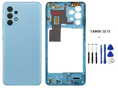 Samsung Galaxy A32  - SM-A325F FULL Kasa Arka Kapak Takım MAVİ - TAMİR SETİ