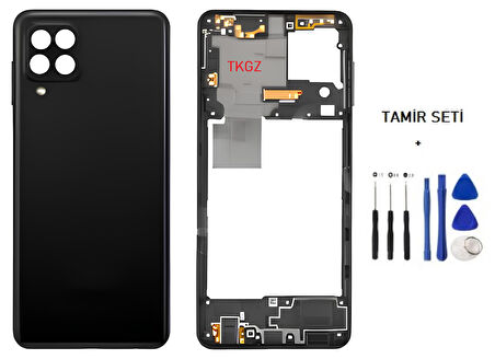 Samsung Galaxy A22  - SM-A225F  4G FULL Kasa Arka Kapak Takım SİYAH - TAMİR SETİ
