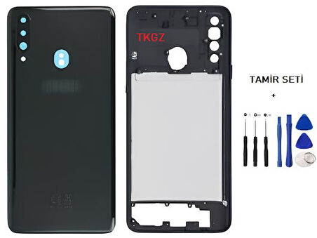 Samsung Galaxy A20S  - SM-A207F FULL Kasa Arka Kapak Takım SİYAH - TAMİR SETİ