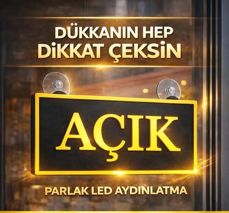 Atölyem 14 Açık Yazısı Led Tabela Sarı 260x160 mm