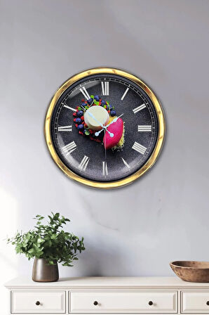 Hediyelik 40 Cm Gold Metal Mutfak Duvar Saati