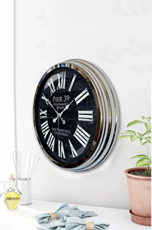 40 Cm Krom Metal San Francisco Duvar Saati