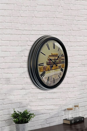 Hediyelik 40 Cm Siyah Metal Book Duvar Saati