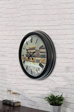 Hediyelik 40 Cm Siyah Metal Book Duvar Saati