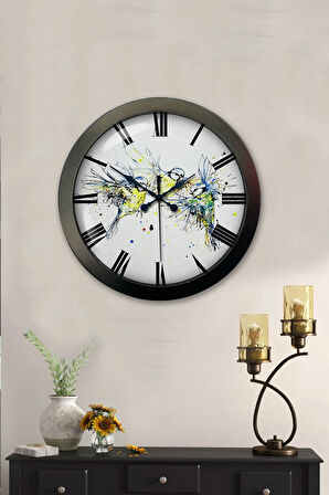 Hediyelik 36 Cm Siyah Metal Kuş Duvar Saati