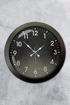 Hediyelik 36 Cm Siyah Metal Klasik Duvar Saati