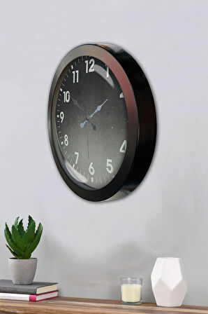 Hediyelik 36 Cm Siyah Metal Klasik Duvar Saati