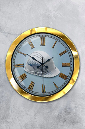 Hediyelik 36 Cm Gold Metal Inşaat Duvar Saati