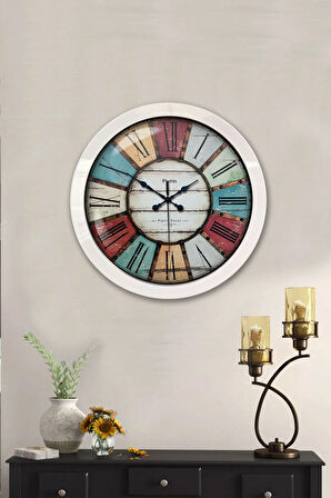 Hediyelik 36 Cm Beyaz Metal Retro Duvar Saati