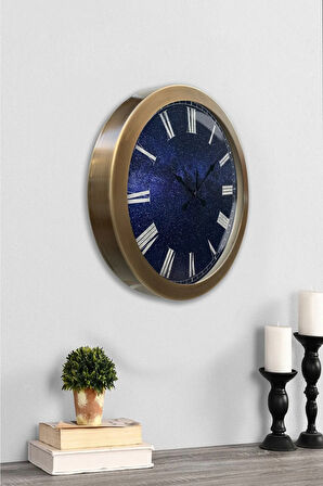 36 Cm Eskitme Metal New Blue Duvar Saati