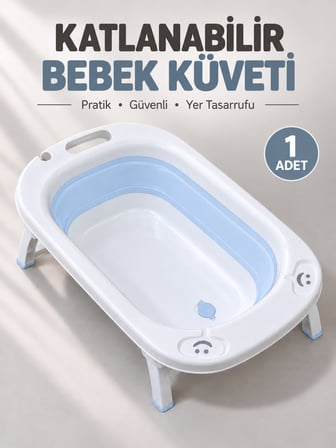 Beylini Katlanabilir Bebek Küveti Soft Silikon Destekli Banyo Akordion Duş Oyun Alanı