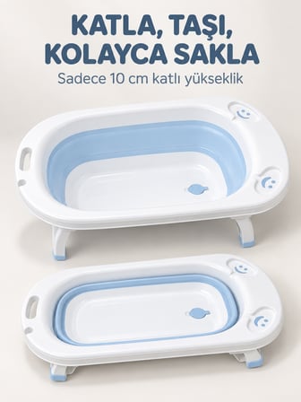 Beylini Katlanabilir Bebek Küveti Soft Silikon Destekli Banyo Akordion Duş Oyun Alanı
