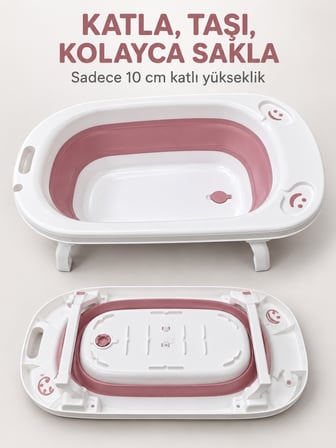 Beylini Katlanabilir Bebek Küveti Soft Silikon Destekli Banyo Akordion Duş Oyun Alanı