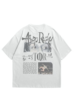 Kadın Erkek Beyaz Asap Poster Baskılı Oversize Bisiklet Yaka Kısa Kollu T-Shirt