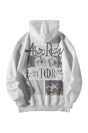 Kadın Erkek Beyaz Asap Poster Baskılı Oversize Kapşonlu Kanguru Cepli Hoodie