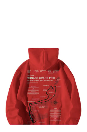Kadın Erkek Kırmızı Formula 1 Monaco Grand Prix Baskılı Oversize Kapşonlu Kanguru Cepli Hoodie