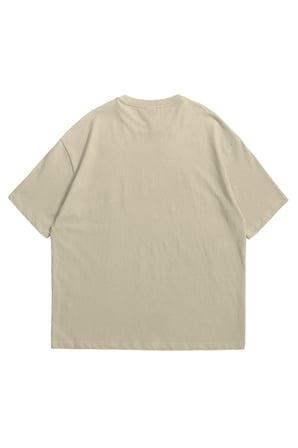 Kadın Erkek Bej Hell Baskılı Oversize Bisiklet Yaka Kısa Kollu T-Shirt