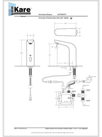 KARE AUTOMATIC LAVABO BATARYASI