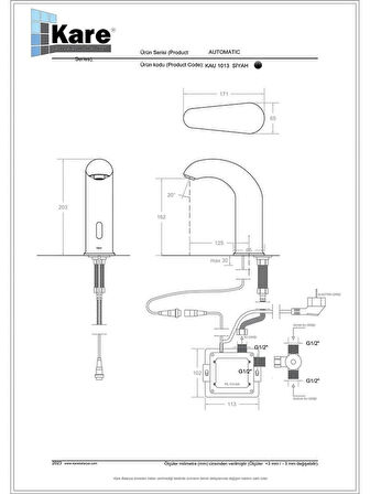 KARE AUTOMATIC LAVABO BATARYASI