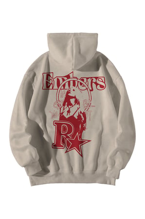 Kadın Erkek Krem Embers Baskılı Ebstar Oversize Kapşonlu Kanguru Cepli Sweatshirt Hoodie