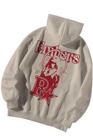 Kadın Erkek Krem Embers Baskılı Ebstar Oversize Kapşonlu Kanguru Cepli Sweatshirt Hoodie
