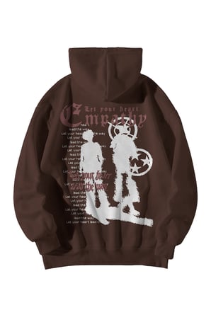 Kadın Erkek Kahverengi Empathy Baskılı Ebstar Oversize Kapşonlu Kanguru Cepli Sweatshirt Hoodie