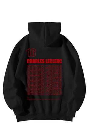 Siyah Unisex Oversize Hoodie - F1 Legend Charles Leclerc Baskılı Kanguru Cepli Streetwear Sweatshirt
