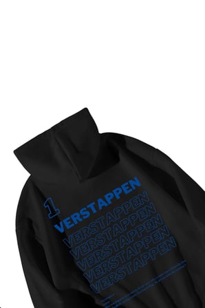 Siyah Unisex Oversize Hoodie - F1 Legend Max Verstappen Baskılı Kanguru Cepli Kapşonlu Sweatshirt