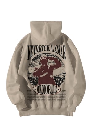 Krem Unisex Oversize Hoodie - Kendrick Lamar Mr. Morale Baskılı Kanguru Cepli Streetwear Sweatshirt